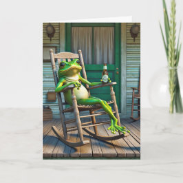 グリーンカエルと誕生日ビール カード