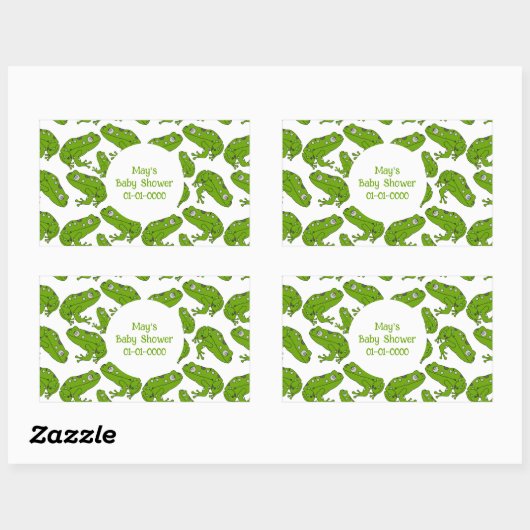 グリーンカエルのシール 長方形シール (シート)