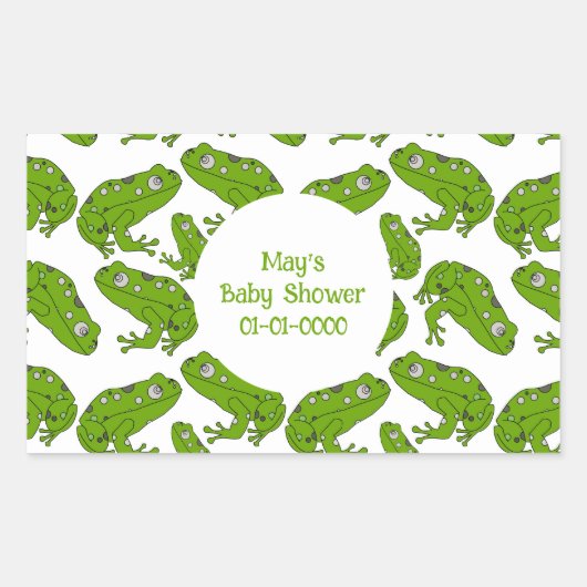 グリーンカエルのシール 長方形シール (正面)