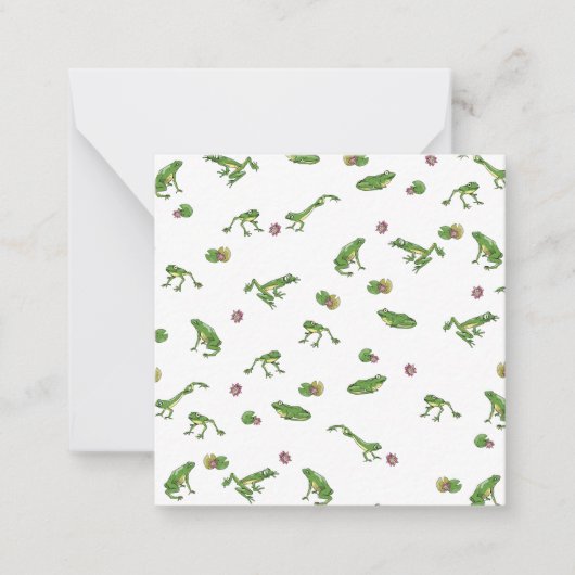 グリーンカエルのパターン ノートカード (正面)