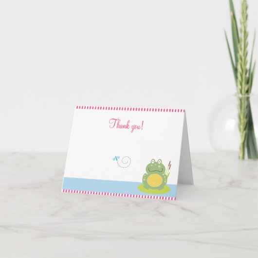 グリーンカエルのフィオナ折り畳み感謝の気持ち サンキューカード (正面)