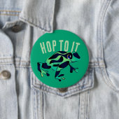 グリーンカエルのボタンにジャンプ 缶バッジ (インサイチュ)