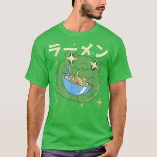 グリーンカエルのラーメン河合うどんギフト日本カエル Tシャツ