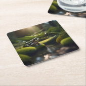 グリーンカエルの森の生活 スクエアペーパーコースター (アングル)