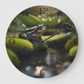 グリーンカエルの森の生活 ラージ壁時計 (正面)