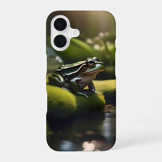 グリーンカエルの森の生活 iPhone 16ケース (裏面)
