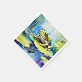 グリーンカエルの水色 スタンダードカクテルナプキン (角)