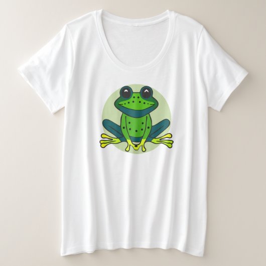 グリーンカエルの漫画 プラスサイズTシャツ (デザイン正面)
