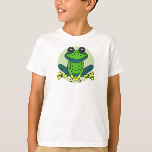 グリーンカエルの漫画 Tシャツ (正面)