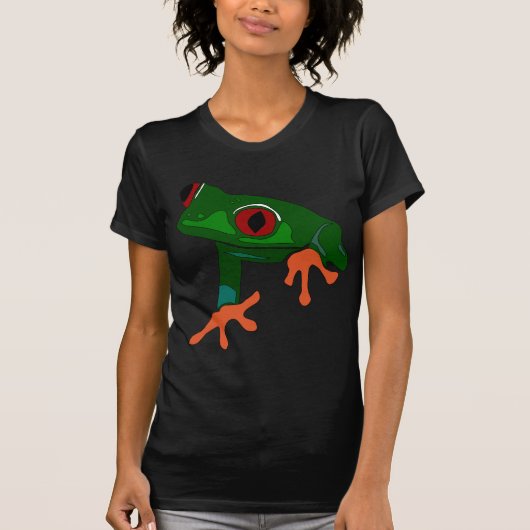 グリーンカエルの漫画 Tシャツ (正面)