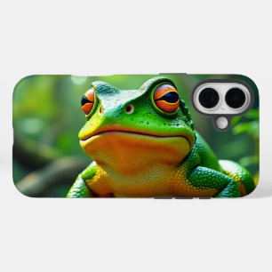 グリーンカエルの電話ケース iPhone 16 PLUSケース