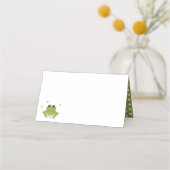 グリーンカエルハート名ベビーシャワー プレイスカード (正面)