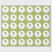 グリーンカエルハート名ベビーシャワー ラッピングペーパー (フラット)