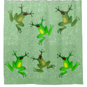 グリーンカエル雨粒抽象芸術 シャワーカーテン (正面)