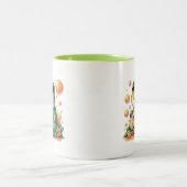 グリーンカエル飲むオレンジボバブルティー ツートーンマグカップ (中央)