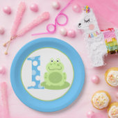 グリーンカエル1stバースデーボーイファーストパーティープレート ペーパープレート (パーティー)