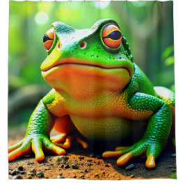 グリーンカエル シャワーカーテン