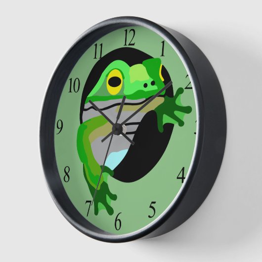 グリーンカエル 壁時計 (傾斜)