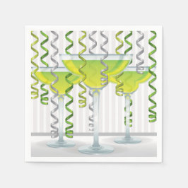 グリーンカクテルとリボン スタンダードカクテルナプキン