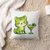 グリーンカクテルと猫 クッション (ブランケット)