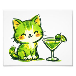 グリーンカクテルと猫 フォトプリント           