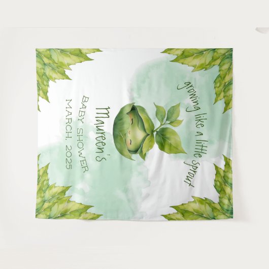 グリーンカスタムイラストネイチャーベイビーシャワー タペストリー (正面(横))