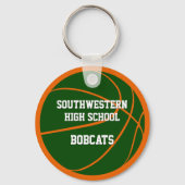 グリーンカスタムオレンジ選手の名前バスケットボール キーホルダー (裏面)