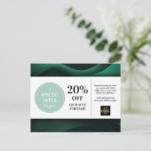 グリーンカスタムクーポン割引はがき ポストカード (スタンド正面)