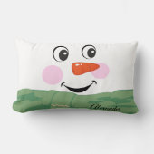 グリーンカスタムスカーフ付き可愛い雪だるま ランバークッション (正面)