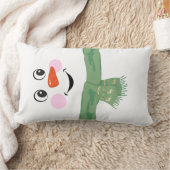 グリーンカスタムスカーフ付き可愛い雪だるま ランバークッション (ブランケット)