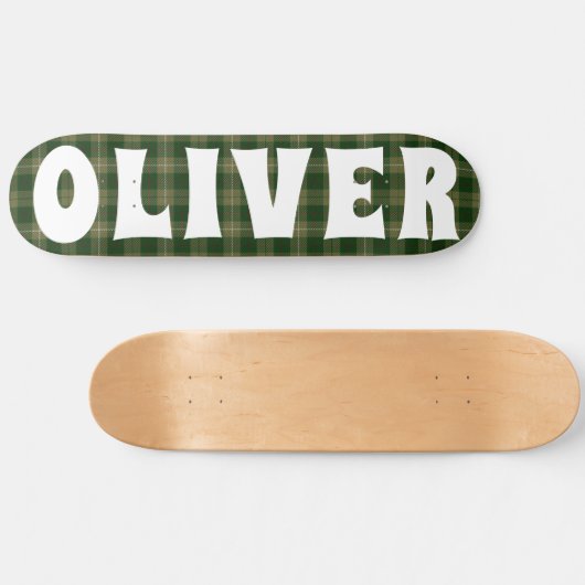 グリーンカスタムスコティッシュタータンチェックチェッカー スケートボード (横)