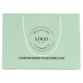 グリーンカスタムビジネス会社ウェブサイトあなたのロゴ ラージペーパーバッグ (正面)