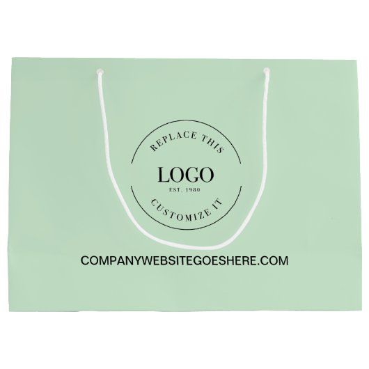 グリーンカスタムビジネス会社ウェブサイトあなたのロゴ ラージペーパーバッグ (裏面)