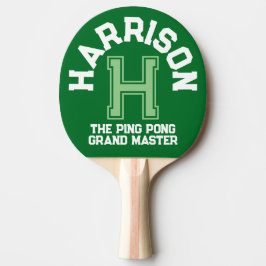 グリーンカスタムモノグラム名イニシャルとチーム 卓球ラケット