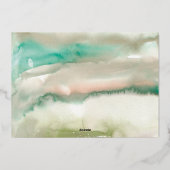 グリーンカスタム写真 ゴールドの抽象的な水彩画 箔シーズンカード (裏面)