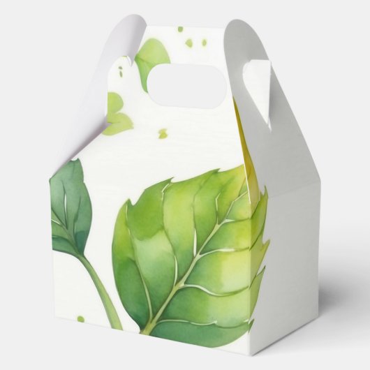 グリーンカスタム自然図解入りの、写真付きのベビーシャワー フェイバーボックス (裏面)