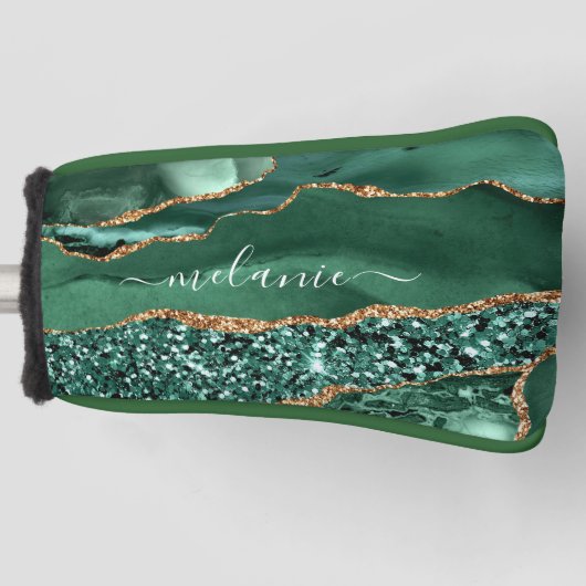 グリーンカスタム金ゴールドあなたの名前ゴルフヘッドカバー ゴルフヘッドカバー (正面)