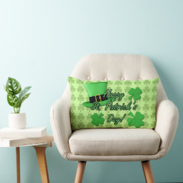 グリーンカッコいいトップハットシャムロックスパトリックスデイPLdesign ランバークッション