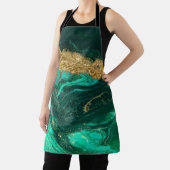 グリーンカッコいいマーブル金ゴールドグリッター エプロン (インサイチュ)