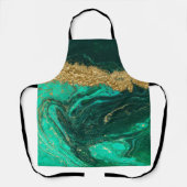 グリーンカッコいいマーブル金ゴールドグリッター エプロン (正面)