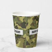 グリーンカッコいい迷彩柄ハッピーバースデーカスタム時代 紙コップ (右)
