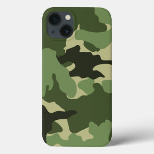 グリーンカッコいい迷彩柄軍隊カモフラージュパターンレグ iPhone 13ケース