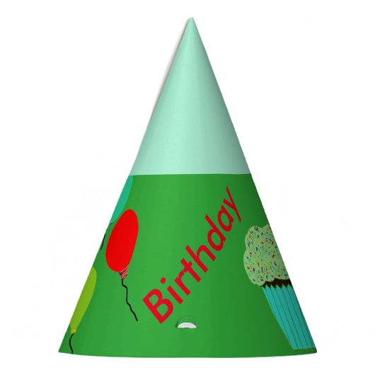 グリーンカップケーキバルーン誕生日帽子 パーティーハット (左)
