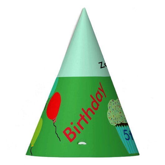 グリーンカップケーキパーソナライズされた誕生日ハット パーティーハット (左)