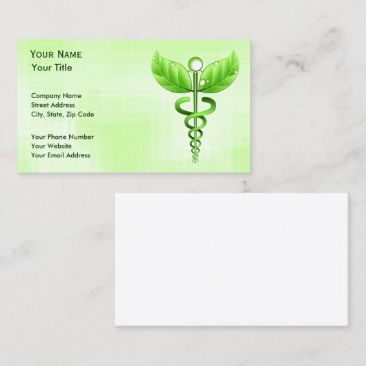 グリーンカドゥセウスユニーク代替医療 名刺 (正面/裏面)