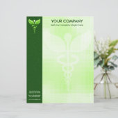 グリーンカドゥセウス代替医療のシンボルフォーマル レターヘッド (スタンド正面)