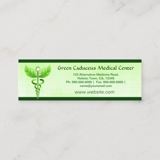 グリーンカドゥセウス代替医療ライトスキニー スキニー名刺 (裏面)