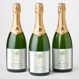 グリーンカバナストライプスパームビーチクラブ 誕生日 スパークリングワインラベル