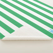 グリーンカバナストライプ&ブルーパーソナライズされたモノグラム シェルパブランケット (3/4)