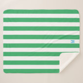 グリーンカバナストライプ&ブルーパーソナライズされたモノグラム シェルパブランケット (正面(横))